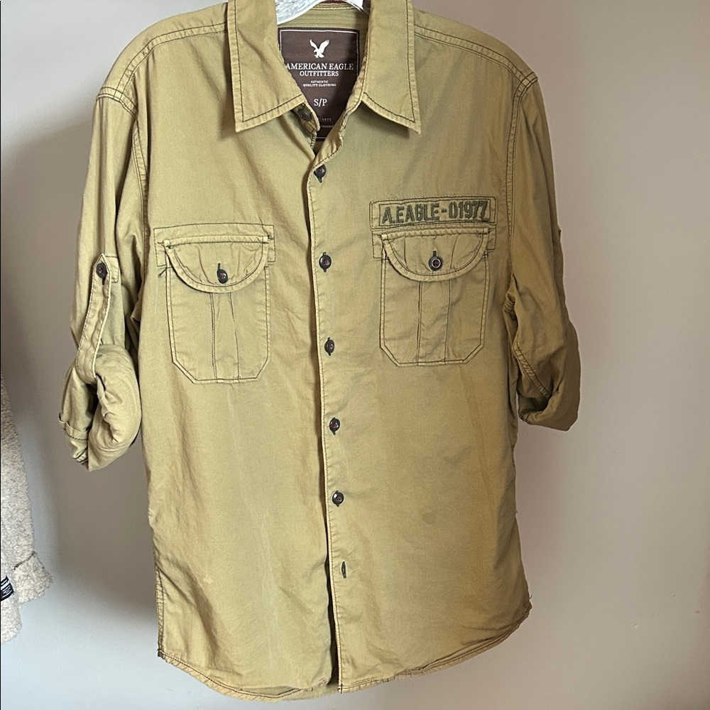 American Eagle Outfitters Brown/ green khaki Shirt